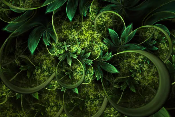 Photo of Abstract computer generated plant fractal design. Digital artwork for tablet background, desktop wallpaper or for creative cover design.