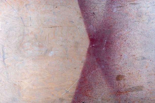 istock Plywood texture background. Wooden Board, table, surface with red paint 1079698926