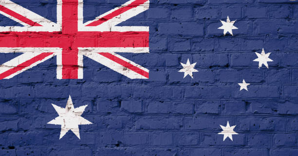 istock Texture of a flag of Australia on a wall. 1079704390