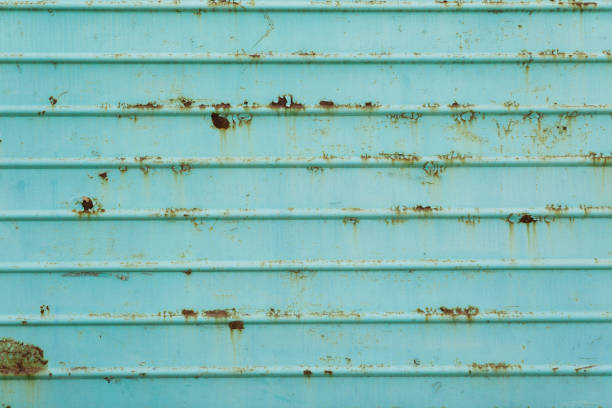 istock Texture of rusty sheet iron, green paint peeling 1079704668