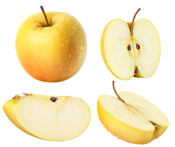 istock Gold (yellow) wet apple fruit collection, with clipping path 1079716024