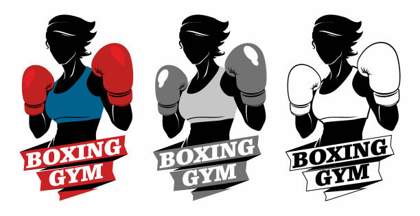 illustrazioni stock, clip art, cartoni animati e icone di tendenza di logo dport per ragazze di boxe - cash box immagine