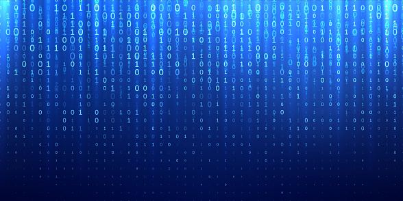 Tech Stack Background Bit 01 Binary Matrix Blue Abstract Background Vector Bit 1 And 0 Digits Fall ...