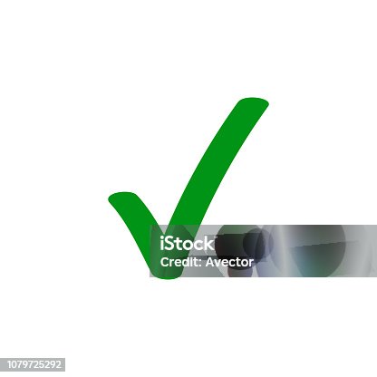 istock Green tick checkmark vector icon for checkbox marker symbol 1079725292