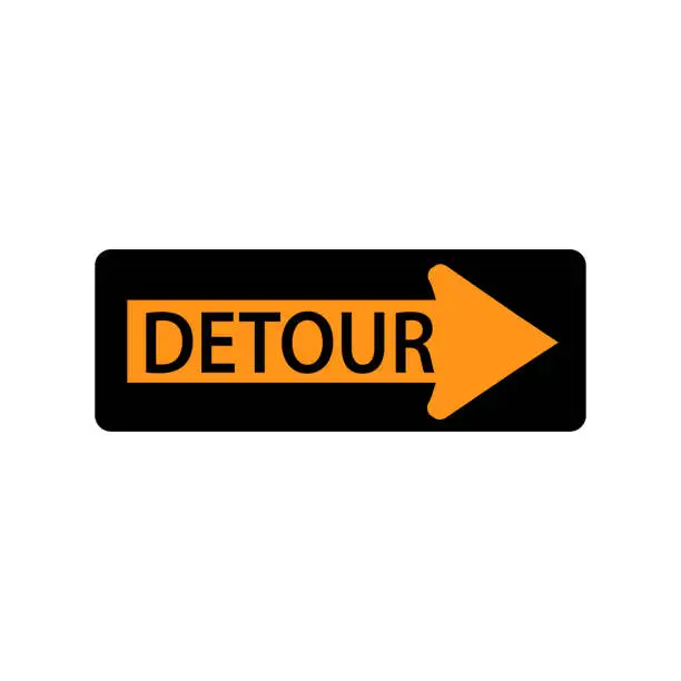Vector illustration of USA traffic road signs. detour to the right. vector illustration