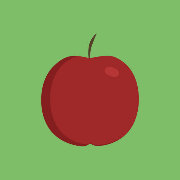 ilustrações de stock, clip art, desenhos animados e ícones de red apple icon in flat design with green background - apple granny smith apple green vector