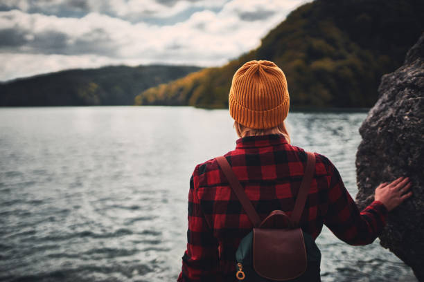istock Tourist exploring Plitvice Lakes National Park 1079732494