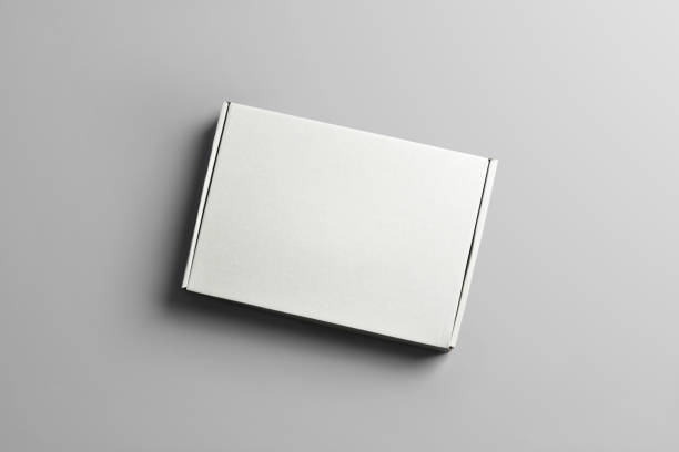 istock Studio template with closed blank cardboard box of the gray background. 1079732814