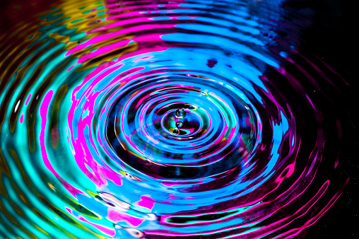 Superficie del agua ondulado multicolor photo