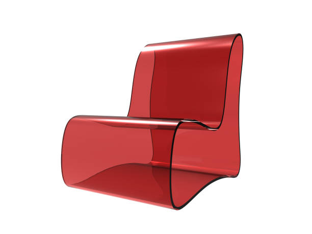 Red Acrylic Chair isolated on a white background 3D illustration