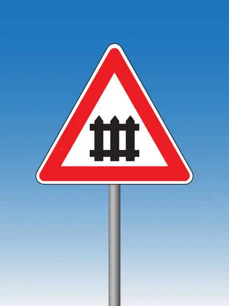 Vector illustration of Controlled railway crossing sign