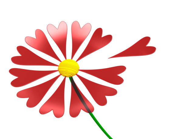 istock A flower with heart shaped pedals isolated on a white background 3D illustration 1079738398