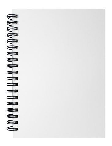 Blank notebook isolated on white background, clipping path included