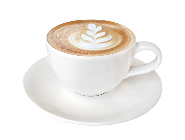 istock Hot coffee cappuccino latte art isolated on white background, clipping path included 1079746692