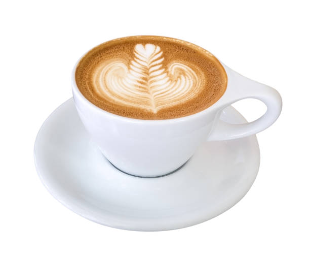 istock Hot coffee cappuccino latte art isolated on white background, clipping path included 1079746906