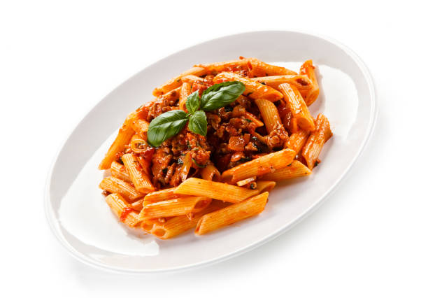 istock Pasta with meat, tomato sauce and vegetables 1079748406