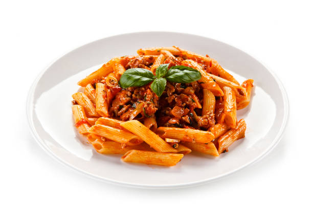 istock Pasta with meat, tomato sauce and vegetables 1079748440