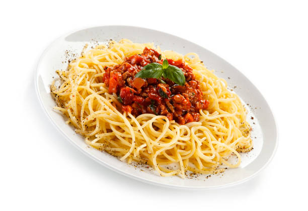 istock Pasta with meat, tomato sauce and vegetables 1079749714