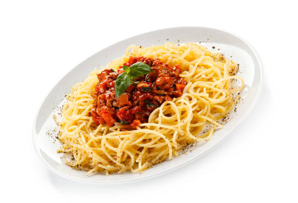 istock Pasta with meat, tomato sauce and vegetables 1079749754