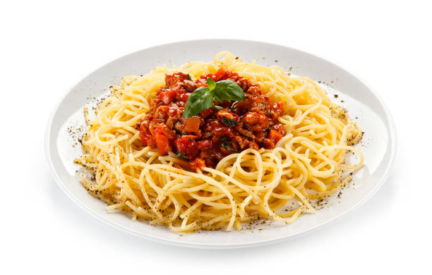 istock Pasta with meat, tomato sauce and vegetables 1079749806