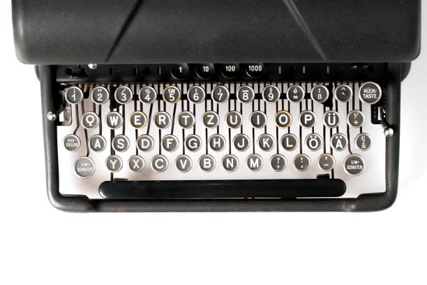 istock Close up of retro style typewriter in studio 1079751708