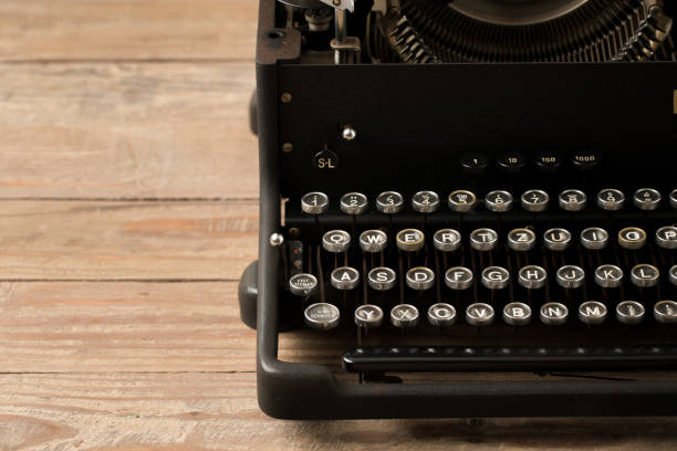 istock Top view of retro style typewriter in studio 1079751726
