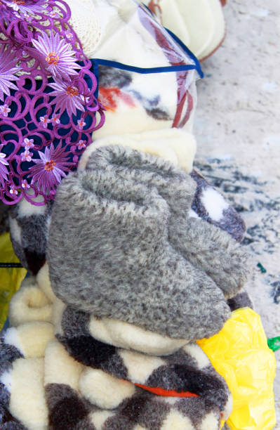 istock Wool slippers or inset in boots on the market 1079757090