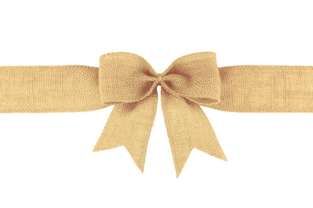 istock Burlap ribbon bow isolated on white background 1079760388