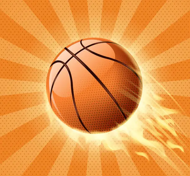 Vector illustration of fire basketball icon