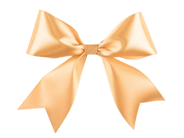 istock Gold beige ribbon bow isolated on white background 1079761154