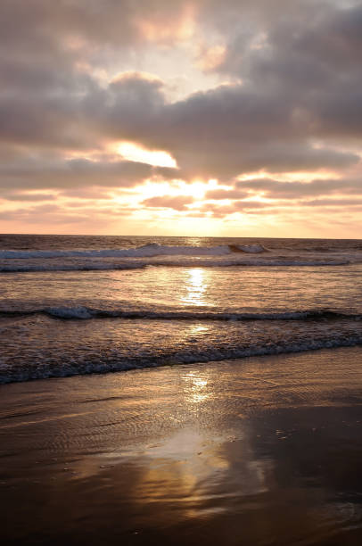 istock The sun setting into the Pacific ocean seen from a beach 1079762546