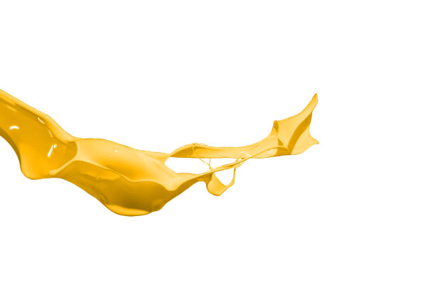 istock Yellow paint splash isolated on white background. 1079764436