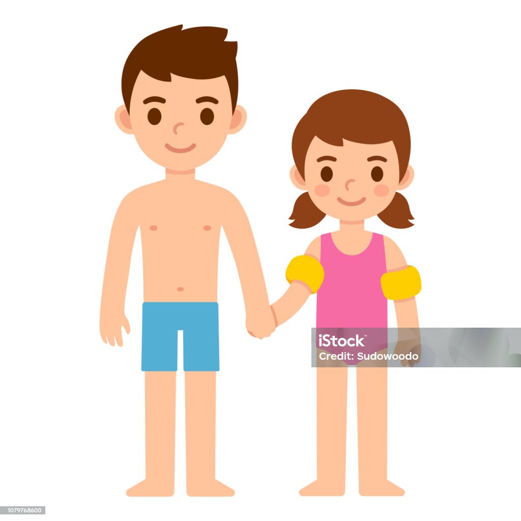 귀여운 만화 어린이 수영복 수영복에 대한 스톡 벡터 아트 및 기타 이미지 - 수영복, 아이, 소녀 - Istock