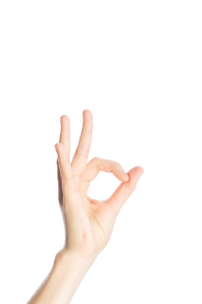 istock Woman hand show okay gesture on a white background isolated 1079773678