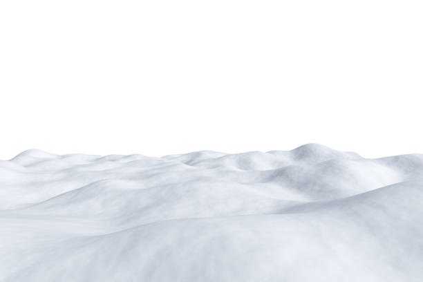 White snowy field isolated on white. White snowy field with hills and smooth snow surface isolated on white background, winter arctic minimalist 3d illustration. snowdrift stock pictures, royalty-free photos & images