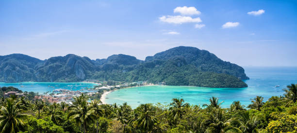 istock Amazing view of bay Koh Phi Phi Don in andaman sea from View Point. Island Koh Phi Phi Don, Krabi, South Thailand. Panorama 1079780290