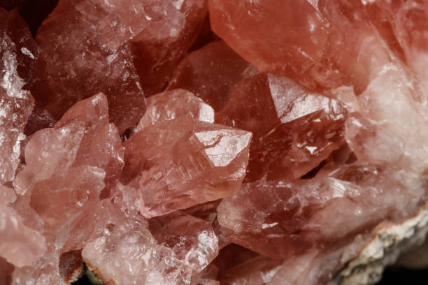 istock Macro mineral stone Pink Amethyst on a black background 1079783290