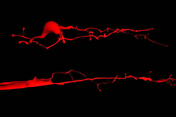 istock Red paint splash isolated on black background. 1079785776