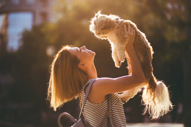 istock Woman with dog in a park 1079791890