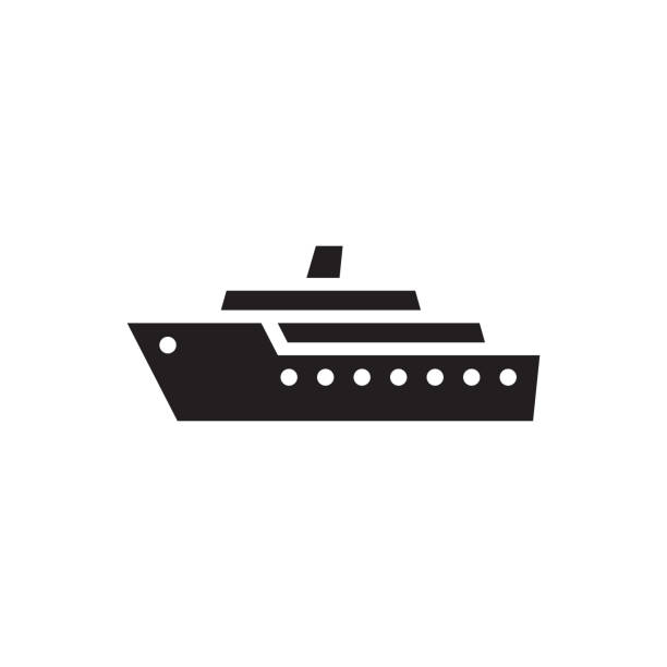 Ship - black icon on white background vector illustration. Marine sail boat concept sign. Transport symbol. Graphic design element. Ship - black icon on white background vector illustration. Marine sail boat concept sign. Transport symbol. Graphic design element. cruize stock illustrations