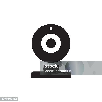 istock Web camera - black icon on white background vector illustration for website, mobile application, presentation, infographic. Concept sign. Graphic design element. 1079802552