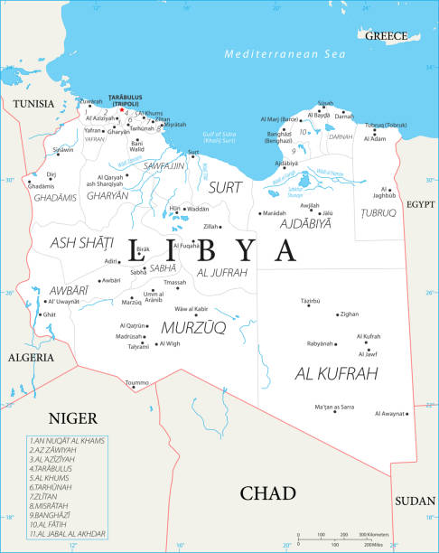 02 - Libya - White 10 Map of Libya - Vector illustration libya map stock illustrations