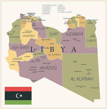 Map of Libya - Vintage Vector illustration