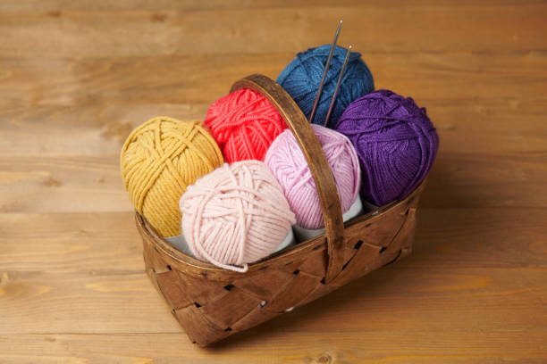 istock colorful wool threads for knitting on wooden background 1079807756