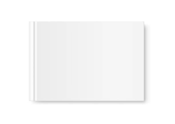 istock Horizontal closed book mock up isolated on white background. White blank cover. 1079811588