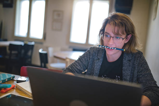 istock Excited graphic designer working at home 1079827676