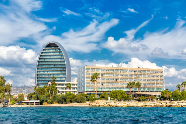 istock Limassol waterfront with hotels, modern modern and beach. Cyprus 1079832066