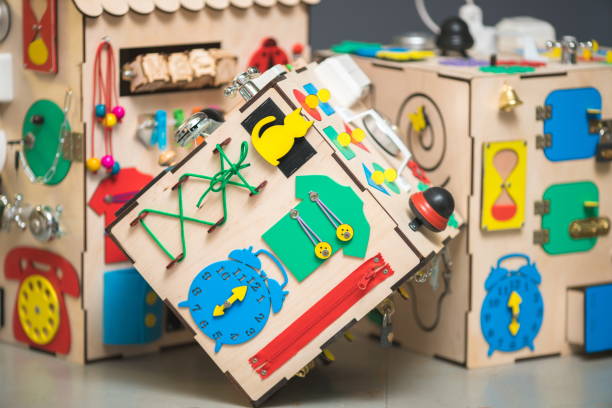 The game boxes with a toys