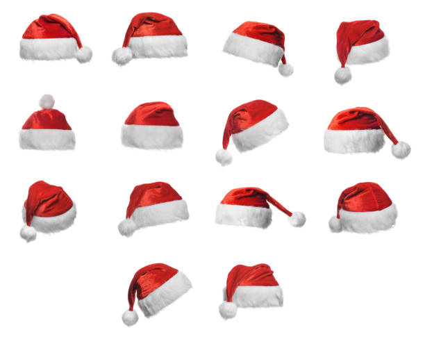 istock Set of red Santa hats, isolated on white 1079842960