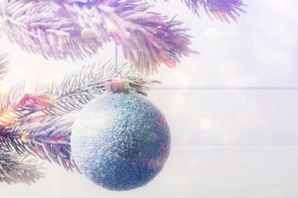 istock Christmas ball hanging on snowbound branches. 1079843132